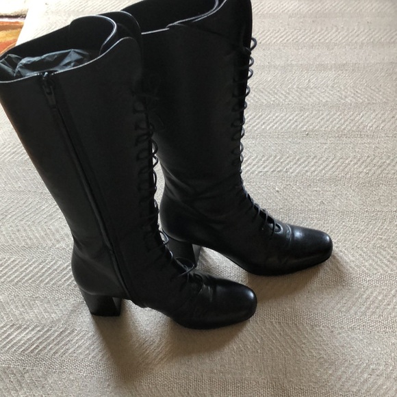 RARE* VINTAGE ST. LAURENT Lace Up Riding Boots - Picture 2 of 6